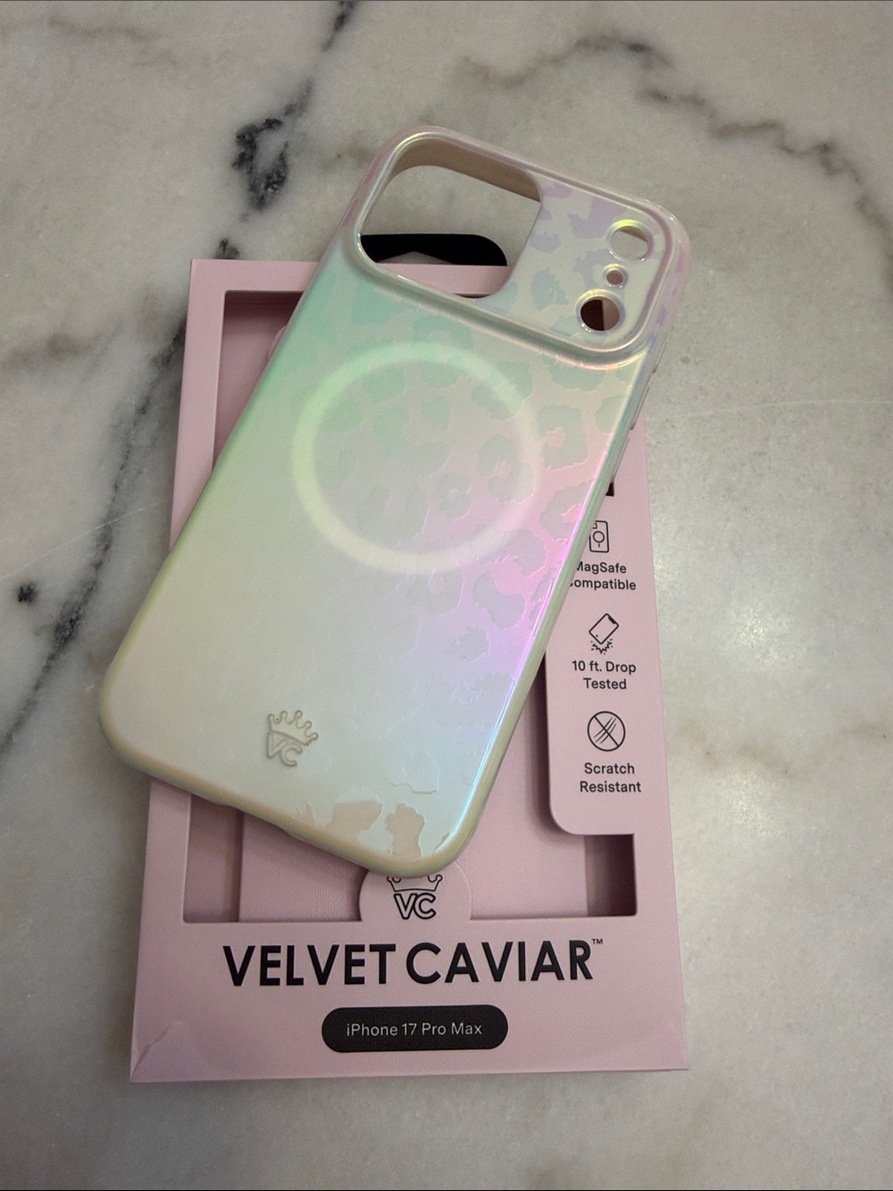 Velvet Caviar Iridescent Pastel Leopard Phone Case - Pink Green Pearl